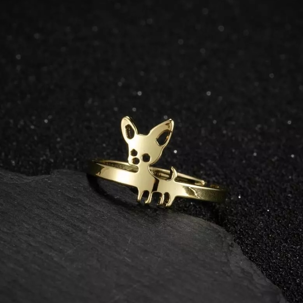 NEW Chihuahua Ring Adjustable Gold - Picture 2 of 2